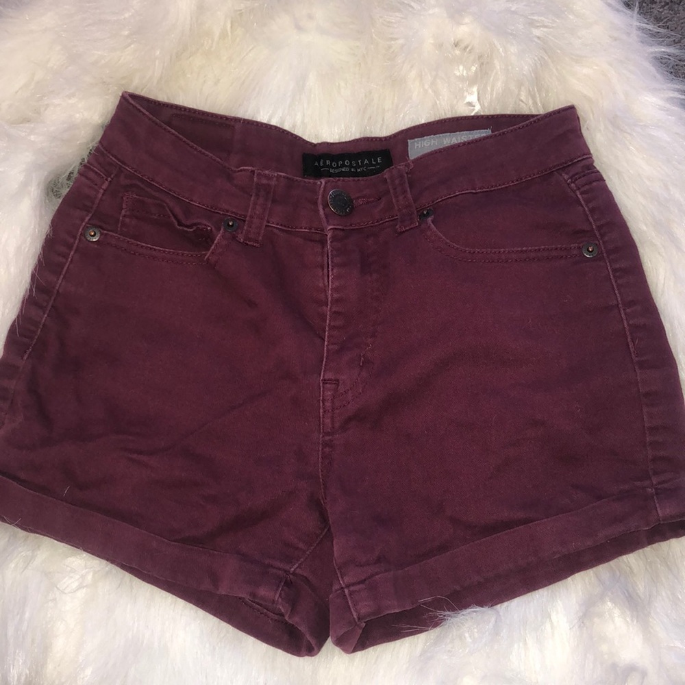 High Waisted Maroon Shorts
